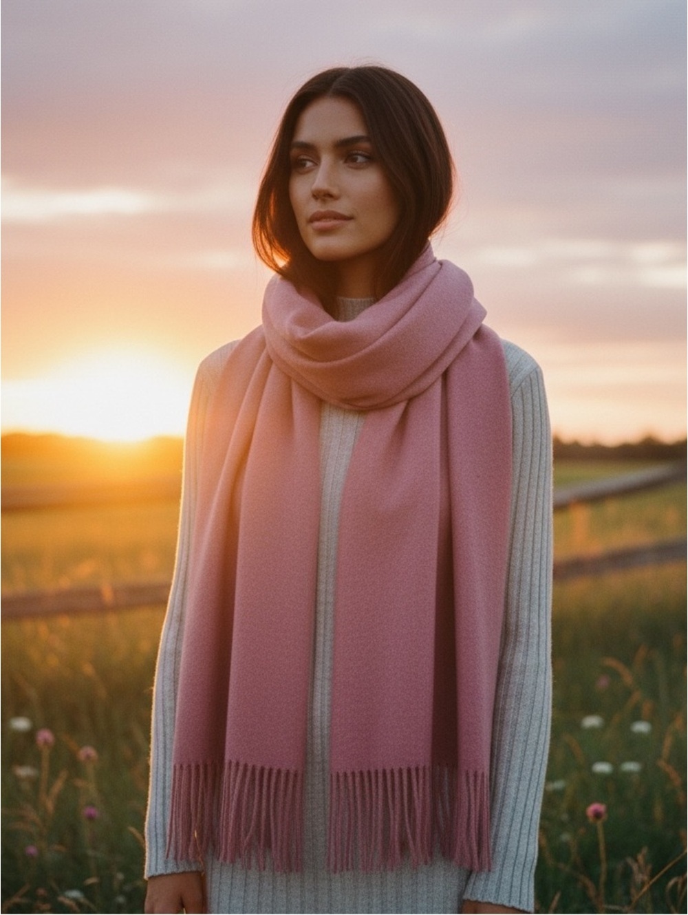 Riiqiichy Pink Pashmina Shawl Wrap